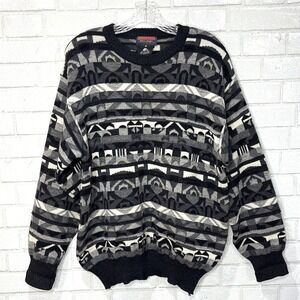 Vintage‎ Robert Banks Wool 3D Knit Sweater Mens Medium Grunge Grandpa Retro